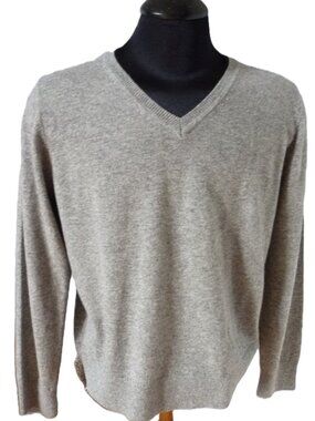 Quince 100% cashmere gray V-neck men's sweater XL